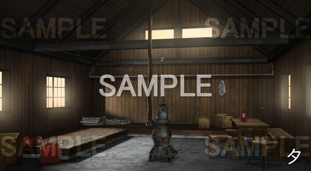 【背景素材】避難小屋の部屋 (自然&冬編part08-winter_hutroom)