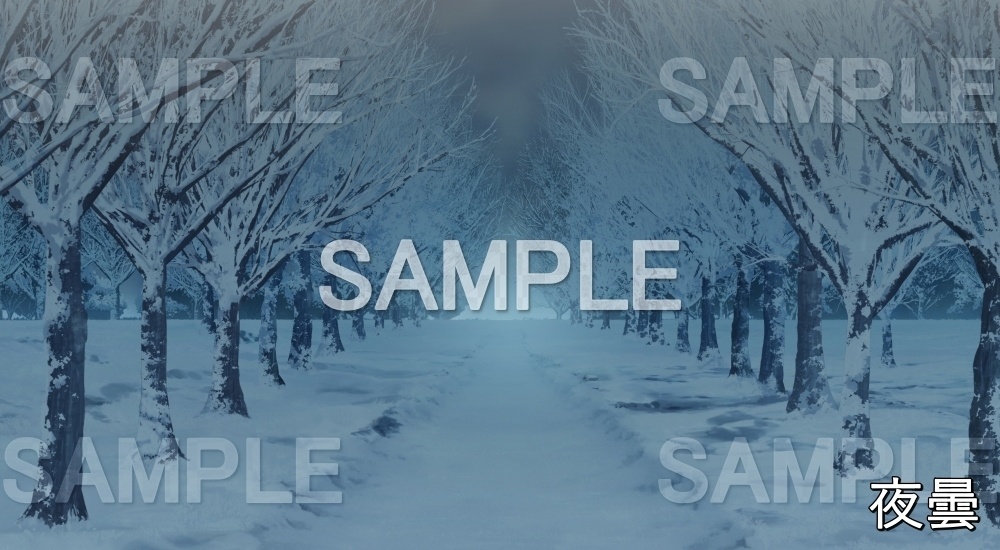 【背景素材】雪の並木道① (自然&冬編part08-winter_namikis)