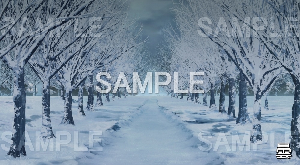 【背景素材】雪の並木道① (自然&冬編part08-winter_namikis)