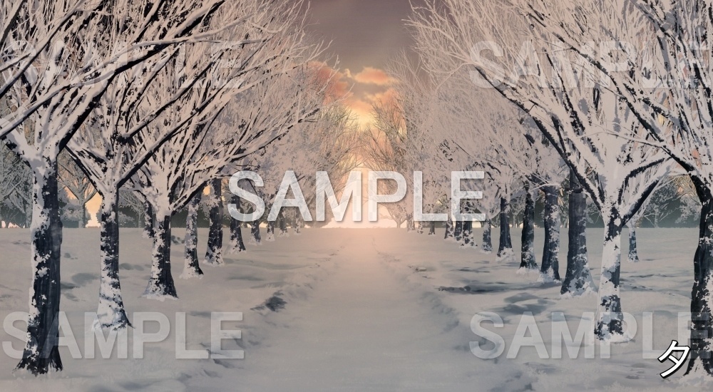 【背景素材】雪の並木道① (自然&冬編part08-winter_namikis)