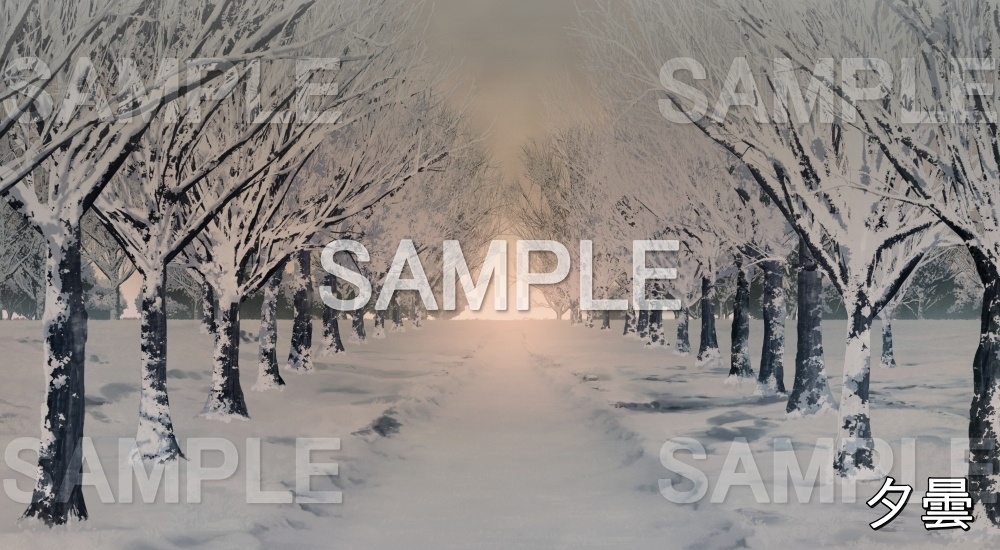 【背景素材】雪の並木道① (自然&冬編part08-winter_namikis)