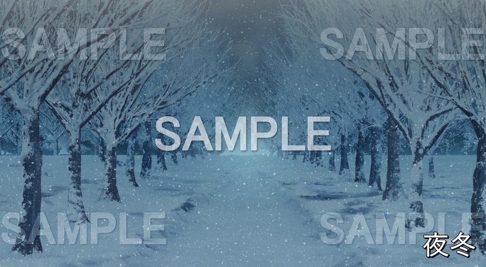 【背景素材】雪の並木道② (自然&冬編part08-winter_namikis)