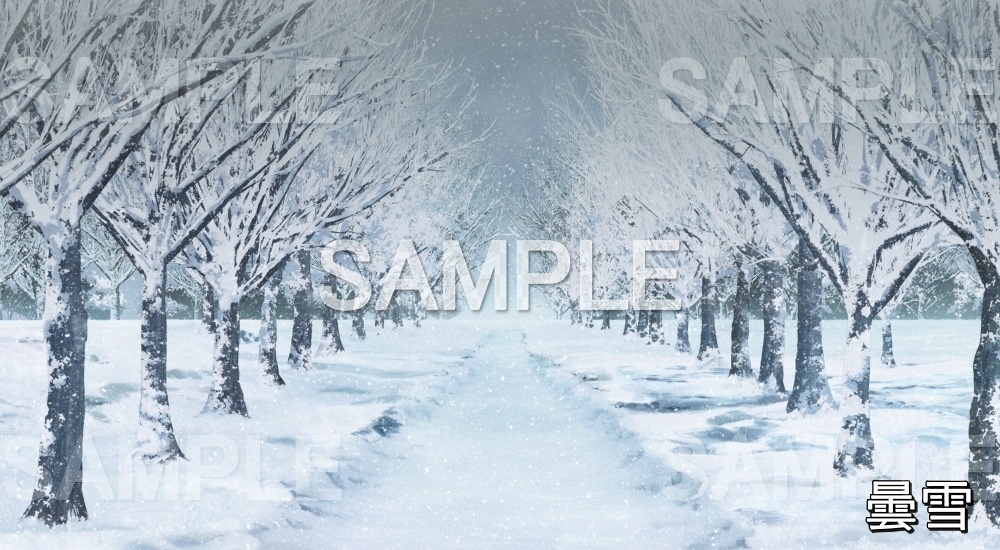 【背景素材】雪の並木道② (自然&冬編part08-winter_namikis)