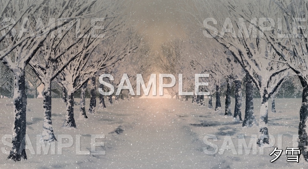 【背景素材】雪の並木道② (自然&冬編part08-winter_namikis)