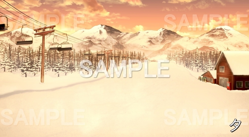 【背景素材】スキー場① (自然&冬編part08-winter_skiing)