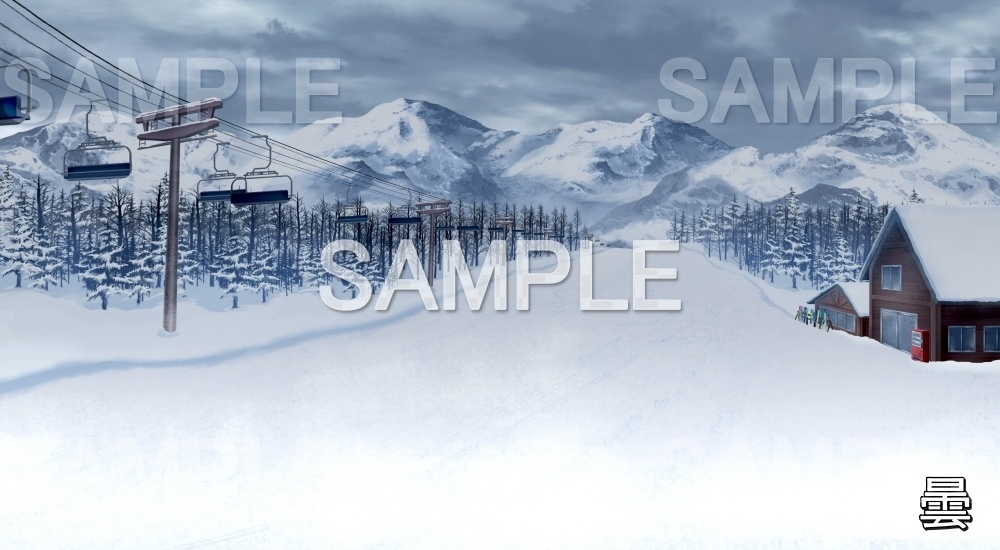 【背景素材】スキー場① (自然&冬編part08-winter_skiing)