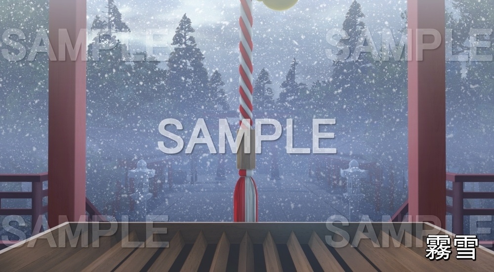 【背景素材】鈴緒/参拝① (自然&冬編part08-winter_shrine05)