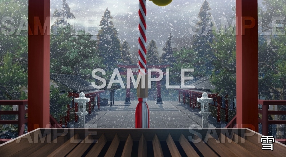 【背景素材】鈴緒/参拝① (自然&冬編part08-winter_shrine05)