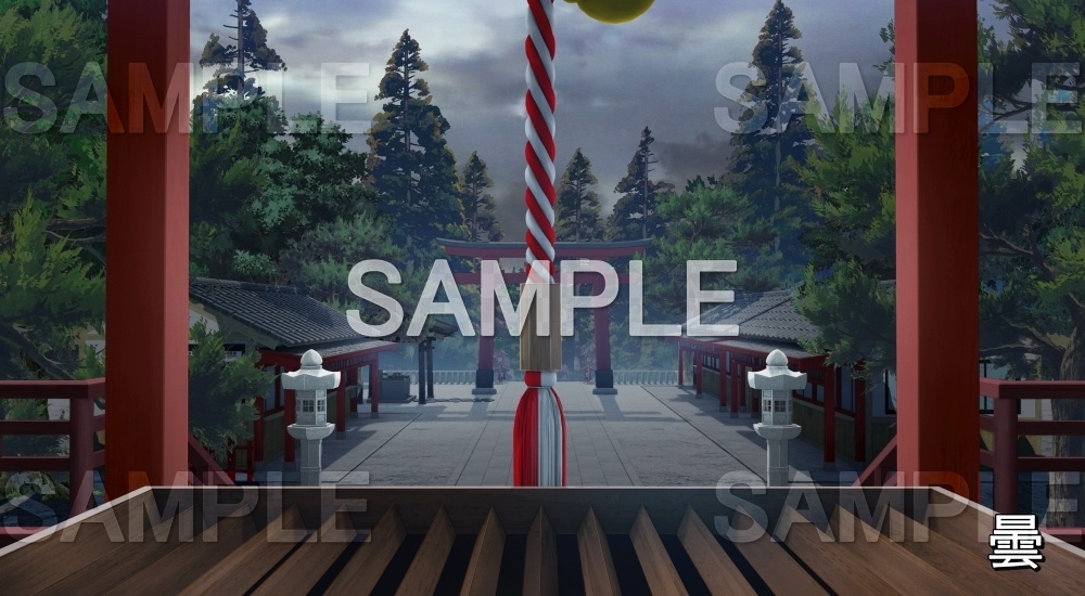 【背景素材】鈴緒/参拝① (自然&冬編part08-winter_shrine05)