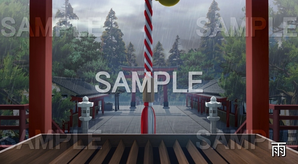 【背景素材】鈴緒/参拝① (自然&冬編part08-winter_shrine05)