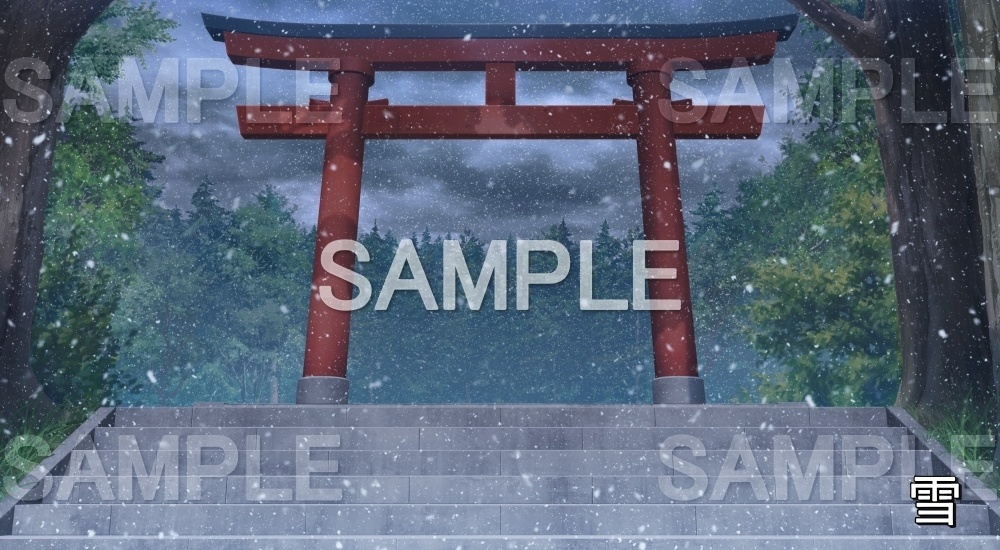 【背景素材】鳥居① (自然&冬編part08-winter_shrine01)