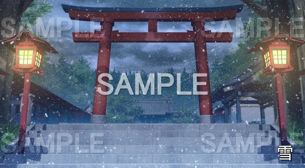 【背景素材】神社の鳥居① (自然&冬編part08-winter_shrine02)