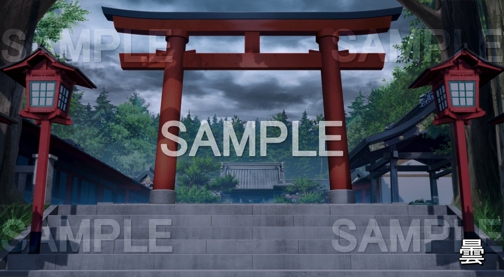 【背景素材】神社の鳥居① (自然&冬編part08-winter_shrine02)