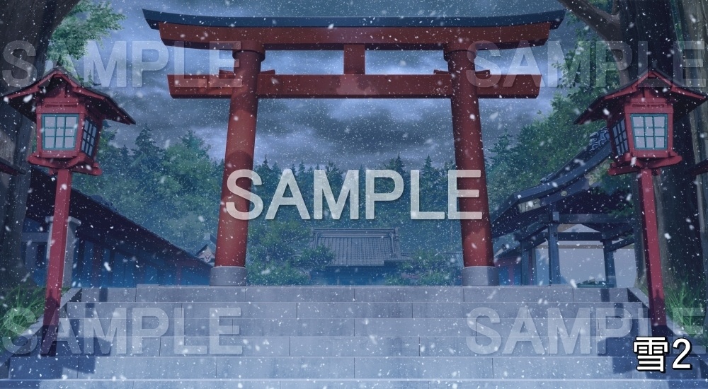 【背景素材】神社の鳥居① (自然&冬編part08-winter_shrine02)