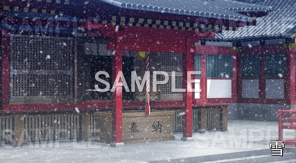 【背景素材】拝殿/参拝① (自然&冬編part08-winter_shrine04)