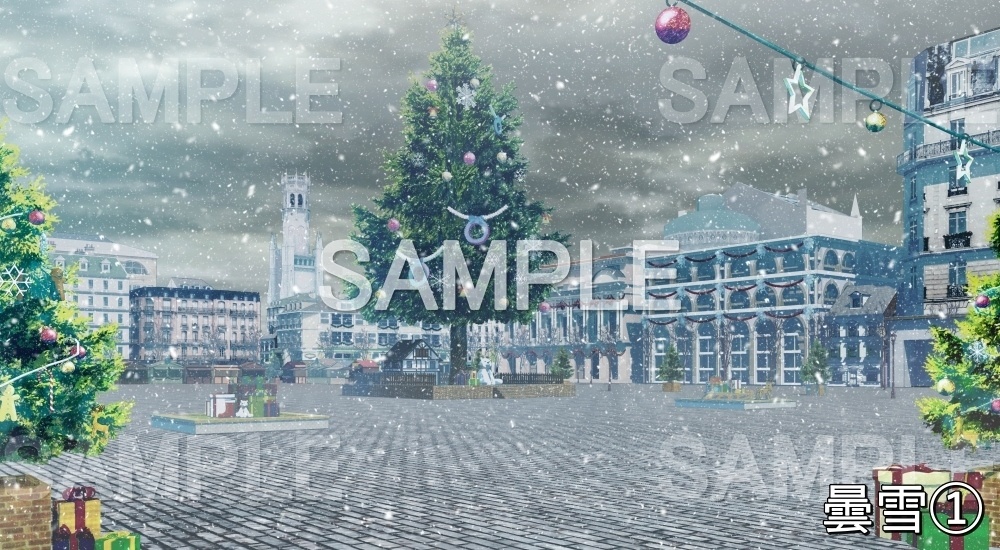 【背景素材】クリスマス広場 (クリスマス特別版part02-twhiroba_001_chris_snow)