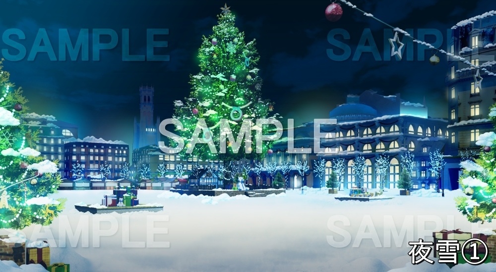 【背景素材】クリスマス広場 (クリスマス特別版part02-twhiroba_001_chris_snow)