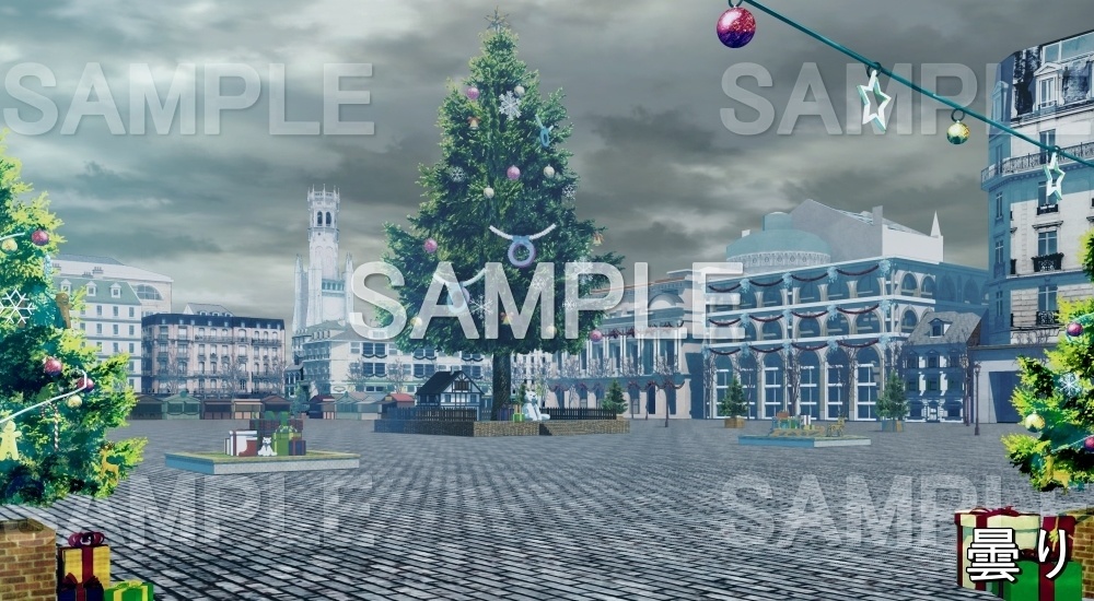 【背景素材】クリスマス広場 (クリスマス特別版part02-twhiroba_001_chris_snow)