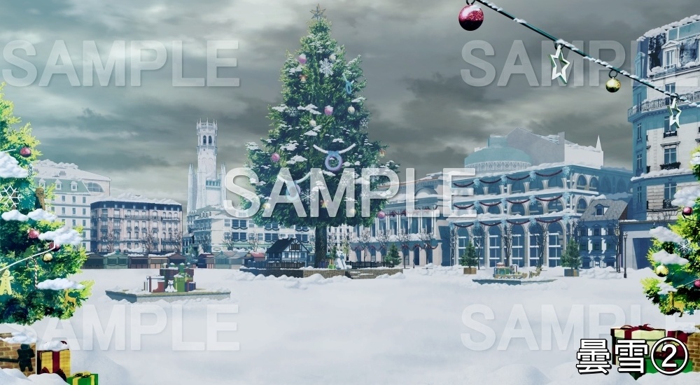 【背景素材】クリスマス広場 (クリスマス特別版part02-twhiroba_001_chris_snow)