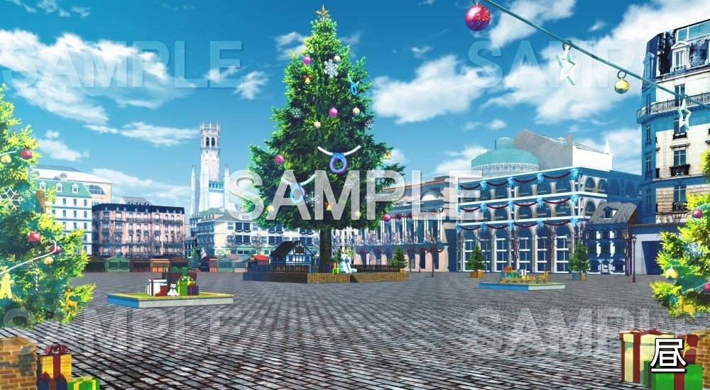 【背景素材】クリスマス広場 (クリスマス特別版part02-twhiroba_001_chris_snow)