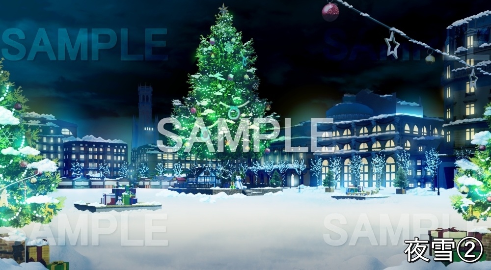 【背景素材】クリスマス広場 (クリスマス特別版part02-twhiroba_001_chris_snow)