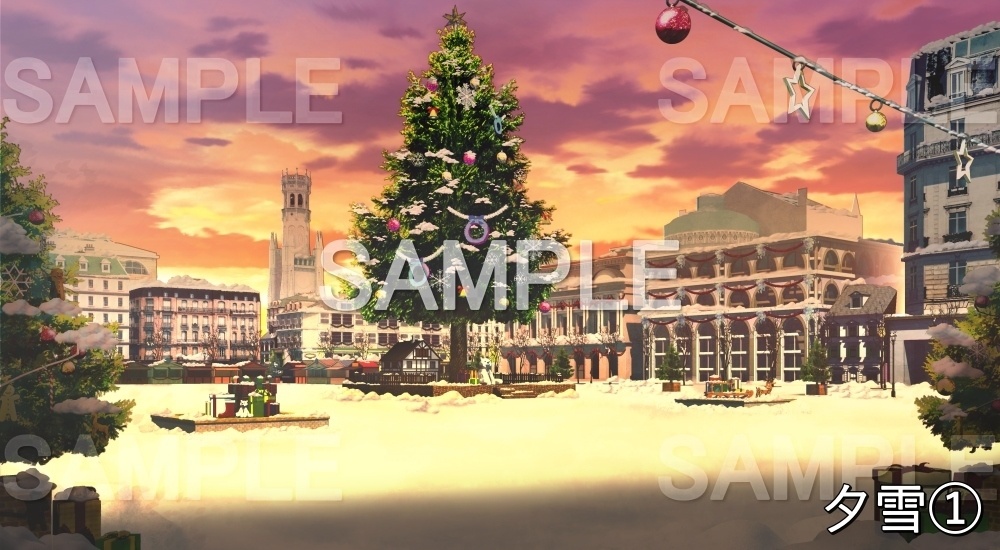 【背景素材】クリスマス広場 (クリスマス特別版part02-twhiroba_001_chris_snow)