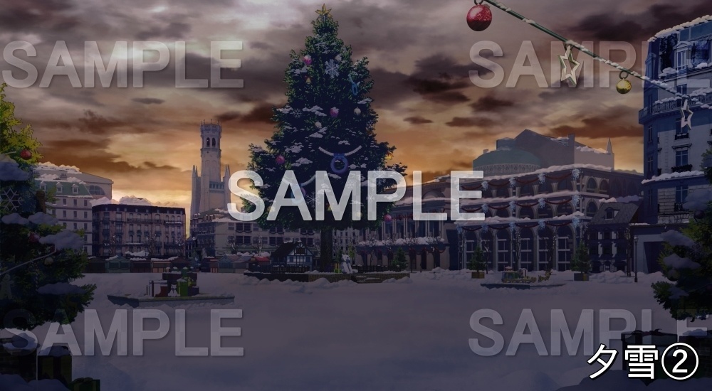 【背景素材】クリスマス広場 (クリスマス特別版part02-twhiroba_001_chris_snow)