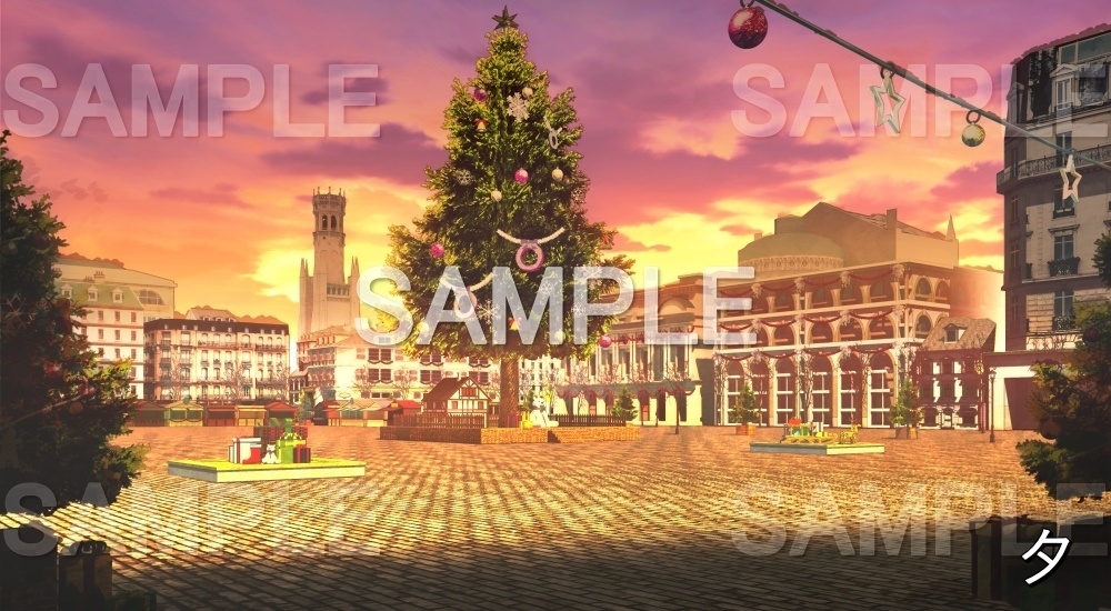 【背景素材】クリスマス広場 (クリスマス特別版part02-twhiroba_001_chris_snow)