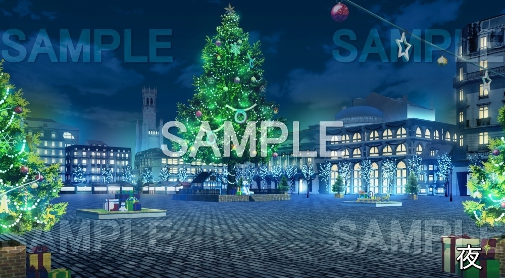 【背景素材】クリスマス広場 (クリスマス特別版part02-twhiroba_001_chris_snow)