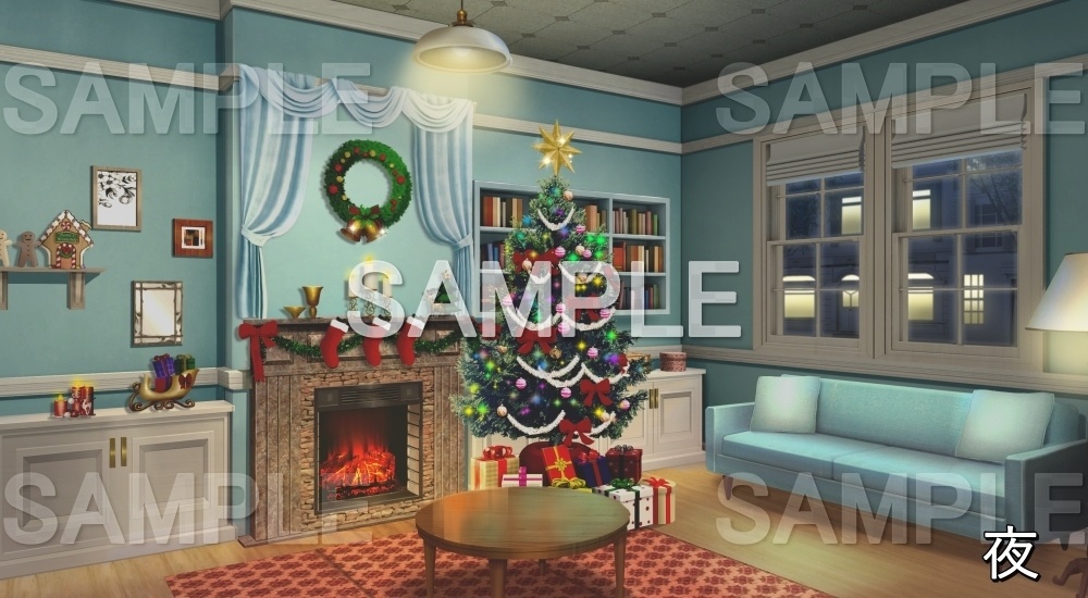 【背景素材】クリスマスの部屋 (クリスマス特別版part02-chisroom)