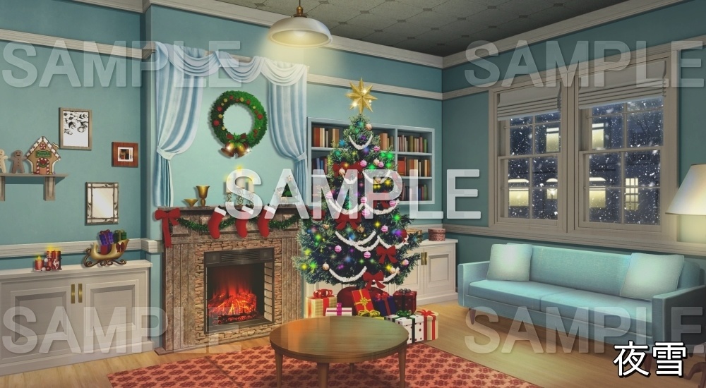 【背景素材】クリスマスの部屋 (クリスマス特別版part02-chisroom)