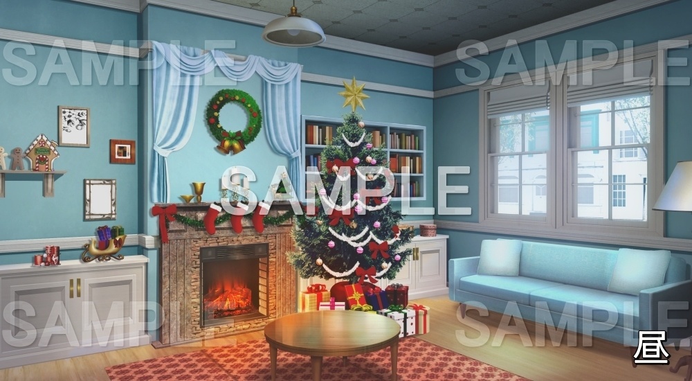 【背景素材】クリスマスの部屋  (クリスマス特別版part02-chisroom)