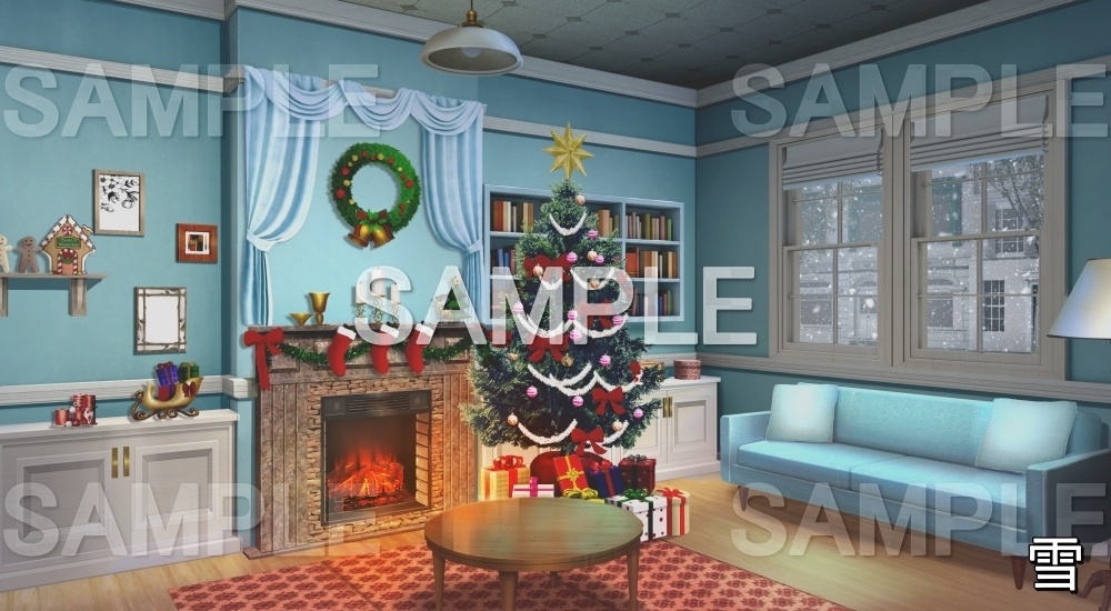 【背景素材】クリスマスの部屋 (クリスマス特別版part02-chisroom)