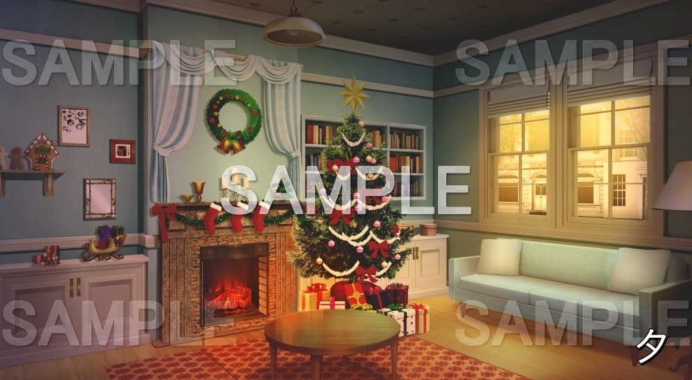 【背景素材】クリスマスの部屋 (クリスマス特別版part02-chisroom)