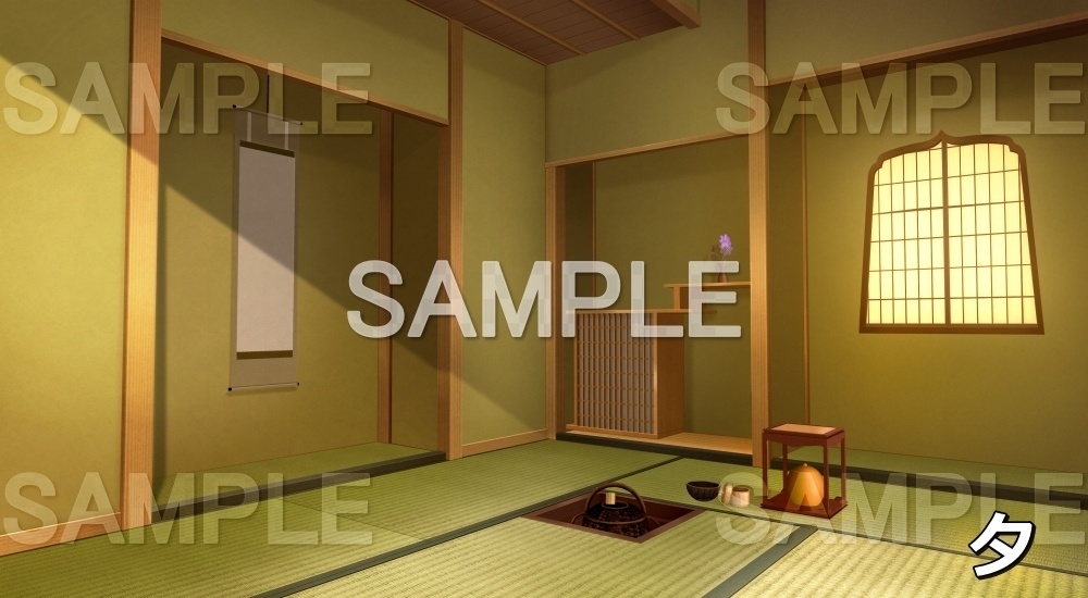 【背景素材】茶室① (江戸編part01-chashitsu_sn01)