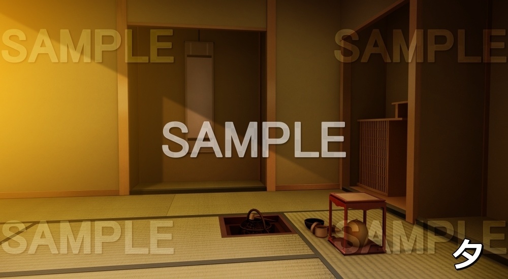 【背景素材】茶室② (江戸編part01-chashitsu_sn02)