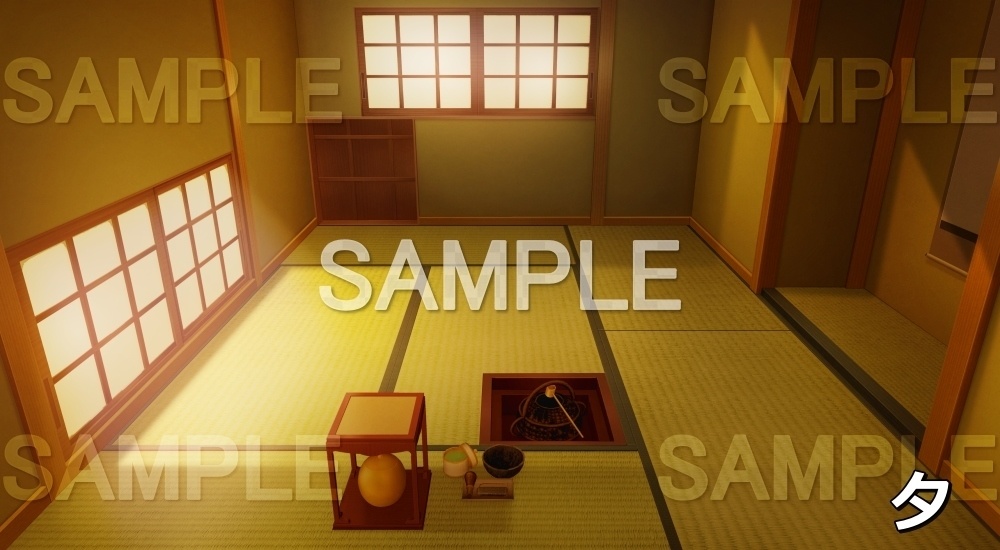 【背景素材】茶室③ (江戸編part01-chashitsu_sn03)