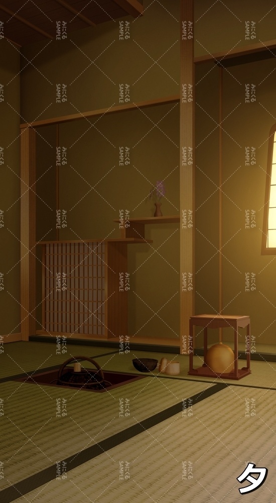 【縦 背景素材】茶室⑧ (江戸編part01-chashitsu_tate02)