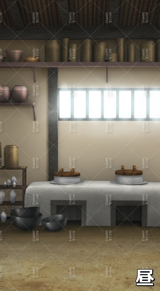 【縦 背景素材】台所⑤ (江戸編part01-inadai_tate01)