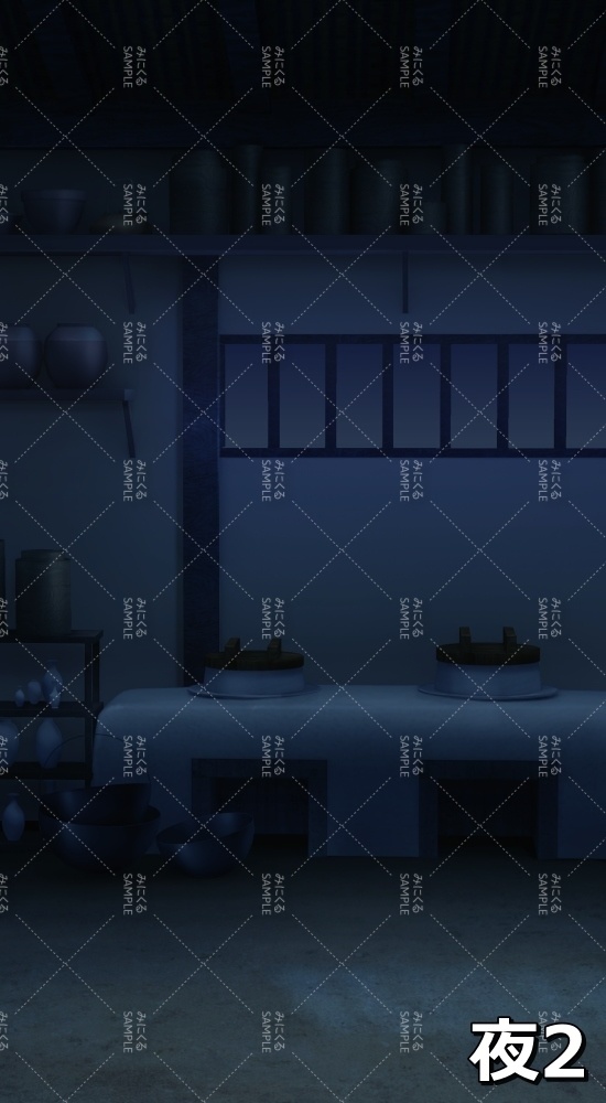 【縦 背景素材】台所⑤ (江戸編part01-inadai_tate01)