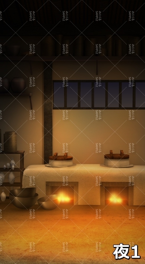 【縦 背景素材】台所⑤ (江戸編part01-inadai_tate01)