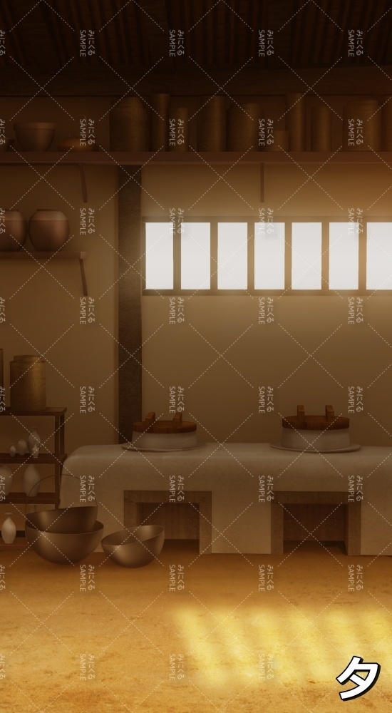 【縦 背景素材】台所⑤ (江戸編part01-inadai_tate01)