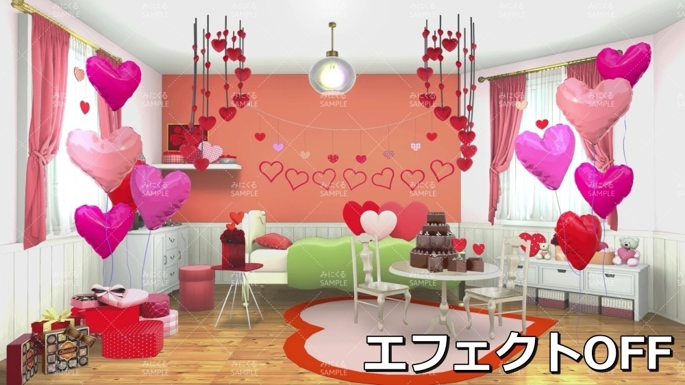 【動く背景素材】揺れ動くハート♡バレンタインのお部屋 (バレンタイン編01_childroom_va_h)