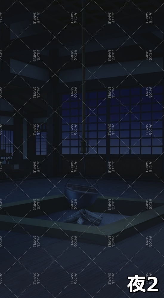 【縦 背景素材】囲炉裏⑦ (江戸編part01-iro_tate02)