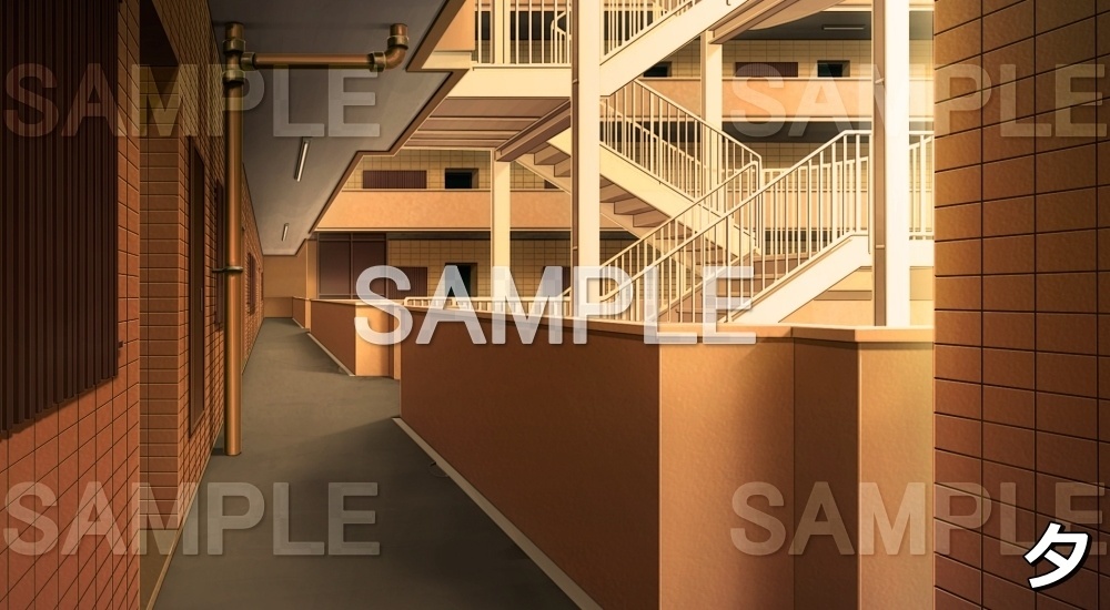 【背景素材】マンション廊下 (日常編part01&02-house001)