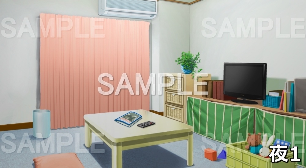 【背景素材】子どもがいる家のリビング (日常編part01&02-niti001)