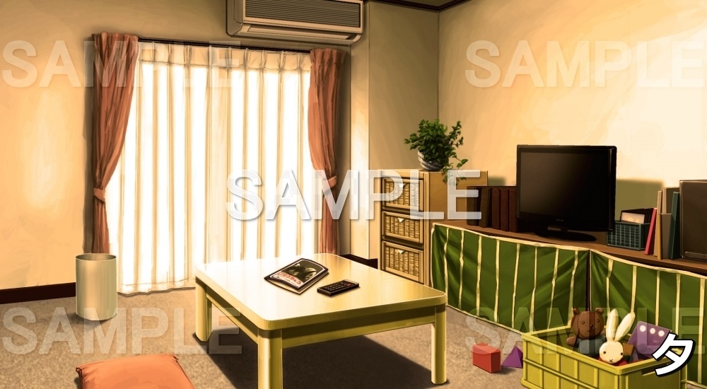 【背景素材】子どもがいる家のリビング (日常編part01&02-niti001)