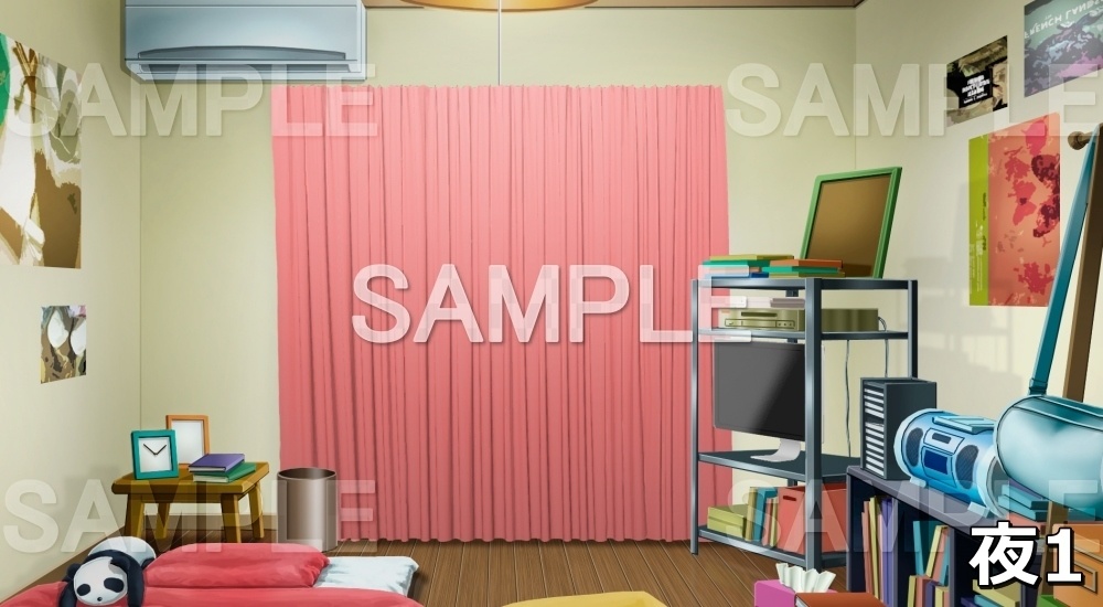 【背景素材】ぬいぐるみとテレビのある部屋 (日常編part01&02-niti006)