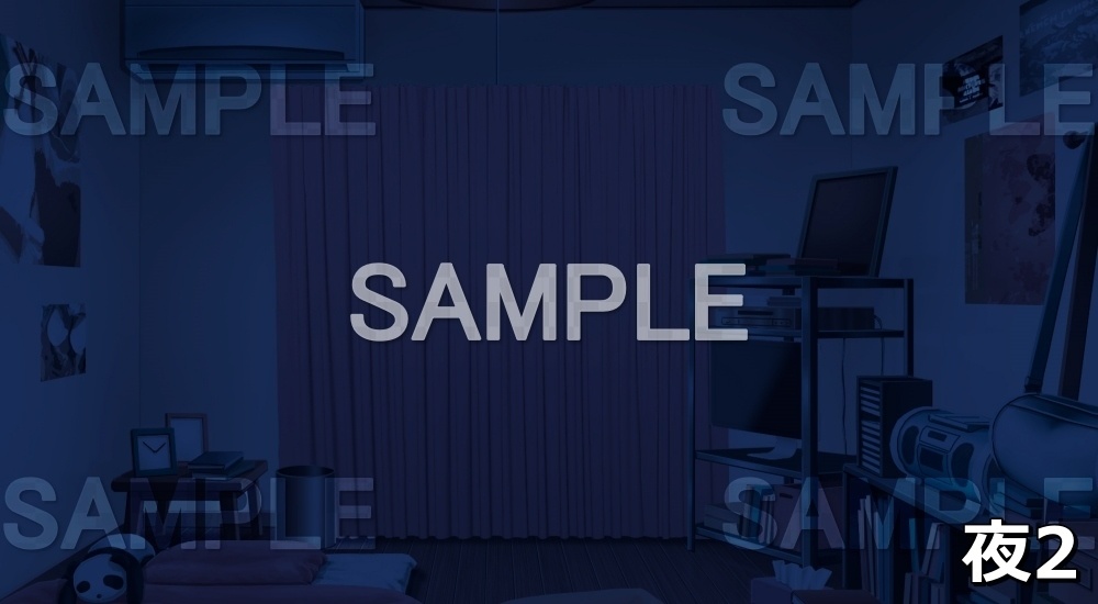 【背景素材】ぬいぐるみとテレビのある部屋 (日常編part01&02-niti006)