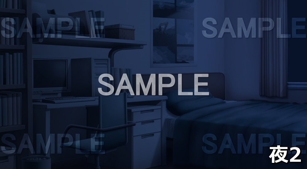 【背景素材】パソコンのある部屋(グリーン) (日常編part01&02-niti021)